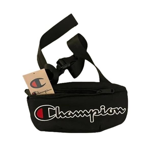 Champion Fanny Pack Belt Bag Black Embroidered Logo Adjustable Strap - Picture 1 of 6